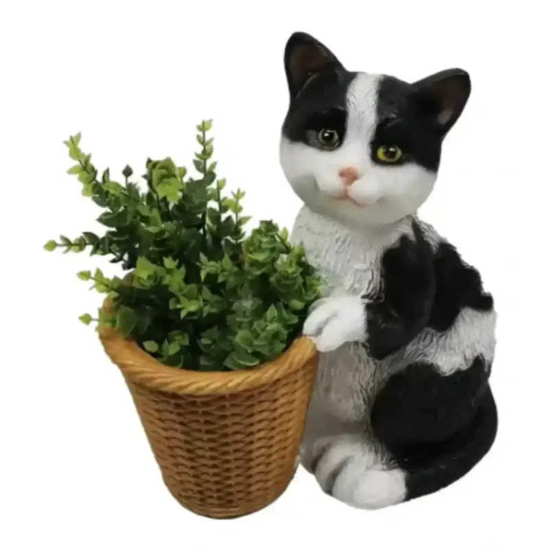 Black & White Cat Planter