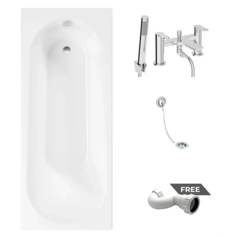 Lotus 1700x700 Bath Bundle | Mixer Tap, Waste & Trap
