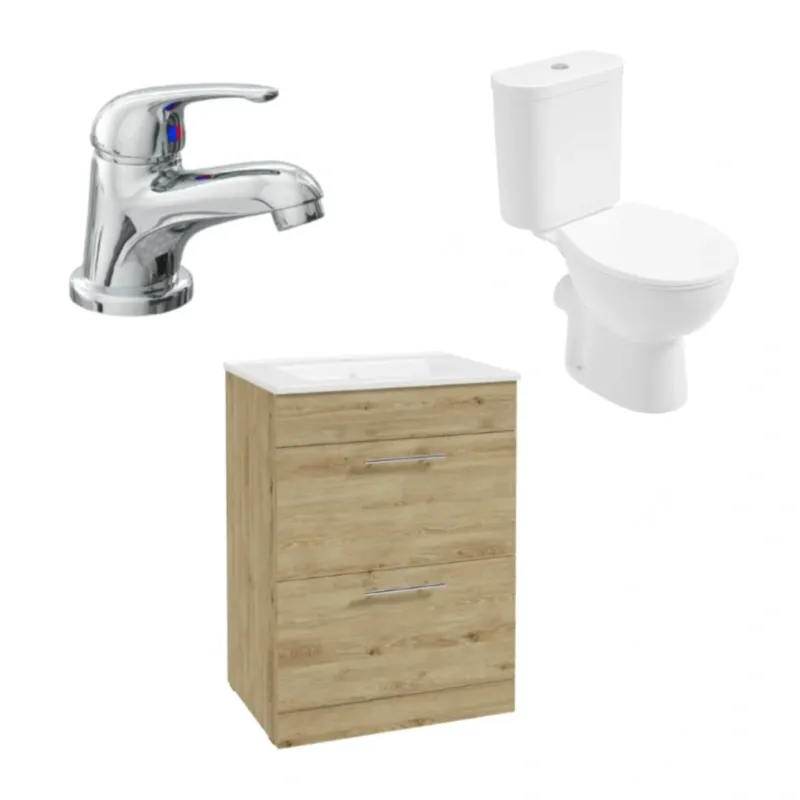 Strata Floorstanding 2 Drawer Vanity Unit with Tap & WC Bundle