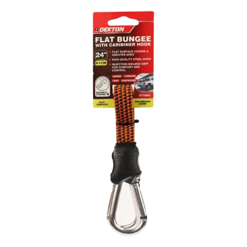 Dekton Flat Bungee with Carabiner Hook