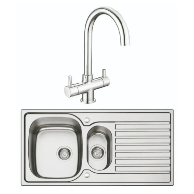 Häfele Sofia Topmount Combi-Pack – 1.5 Bowl Sink & Dual Lever Mixer Tap