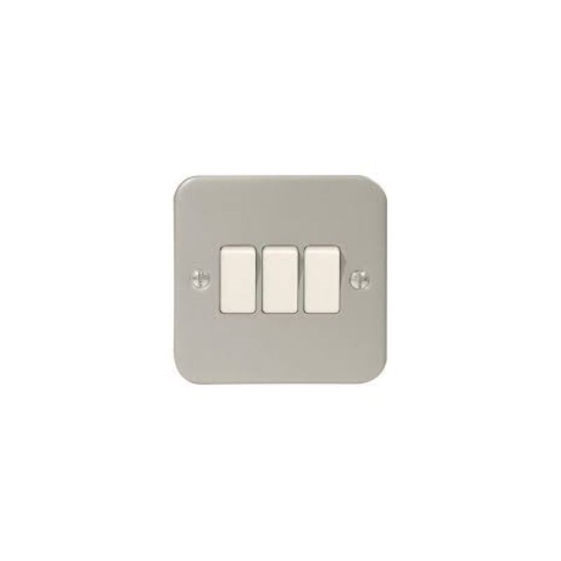 Metal clad Plate Switch 3 Gang 2 Way