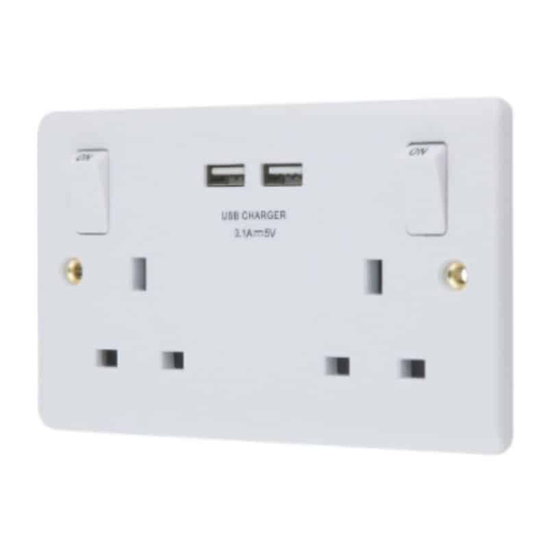 13a 2 Gang Switched Socket + 2 3.1a Usb