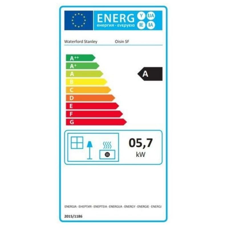 Oisin Eco Stove Non Boiler Matt Black Waterford Stanley 6.4kW Energy Label