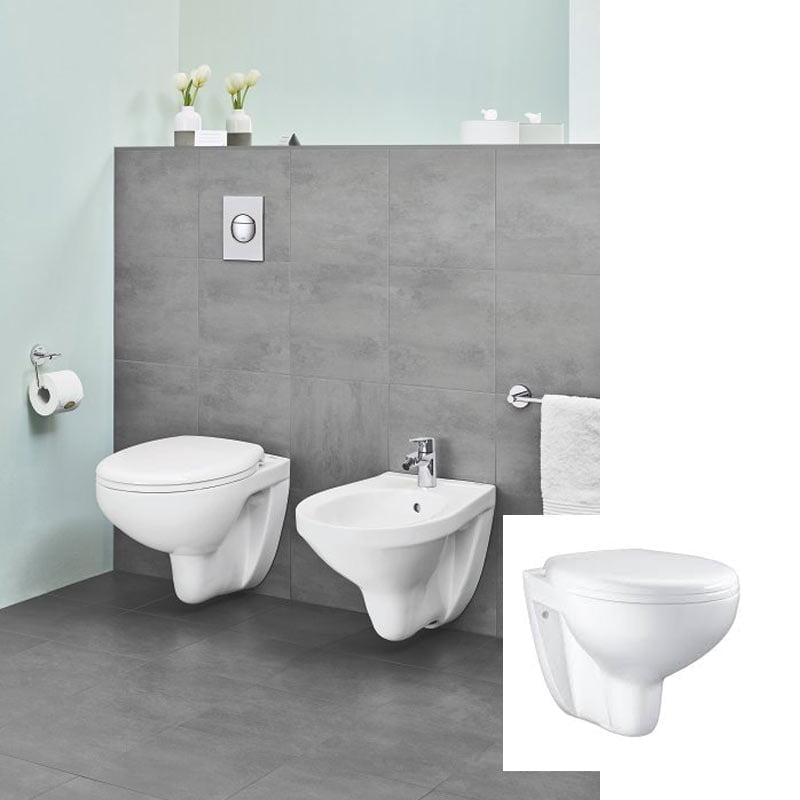 Bau Wall Hung Toilet Rimless Pan & Seat Pack
