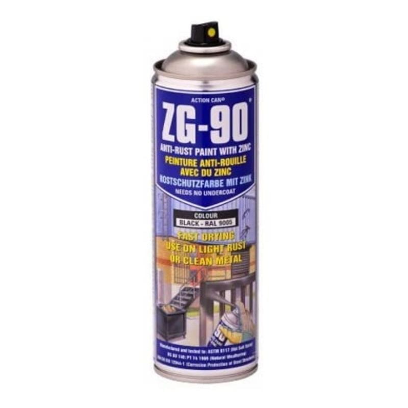 Black Galvanising Spray Paint ZG-90 Action Can