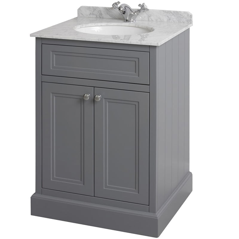 Vanity unit as part of the Charlotte range in Slate grey, white Marble