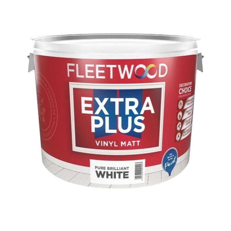 Fleetwood Extra Plus Vinyl Matt Pure Brilliant White Paint 10 Litres