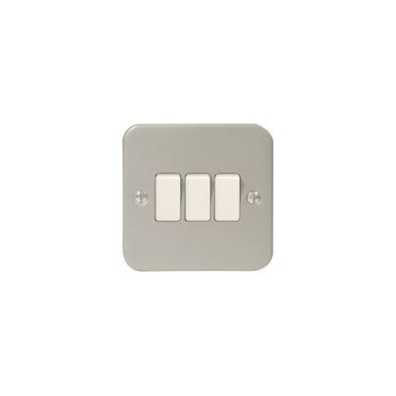 Metal Clad Plate Switch 3 Gang 2 Way