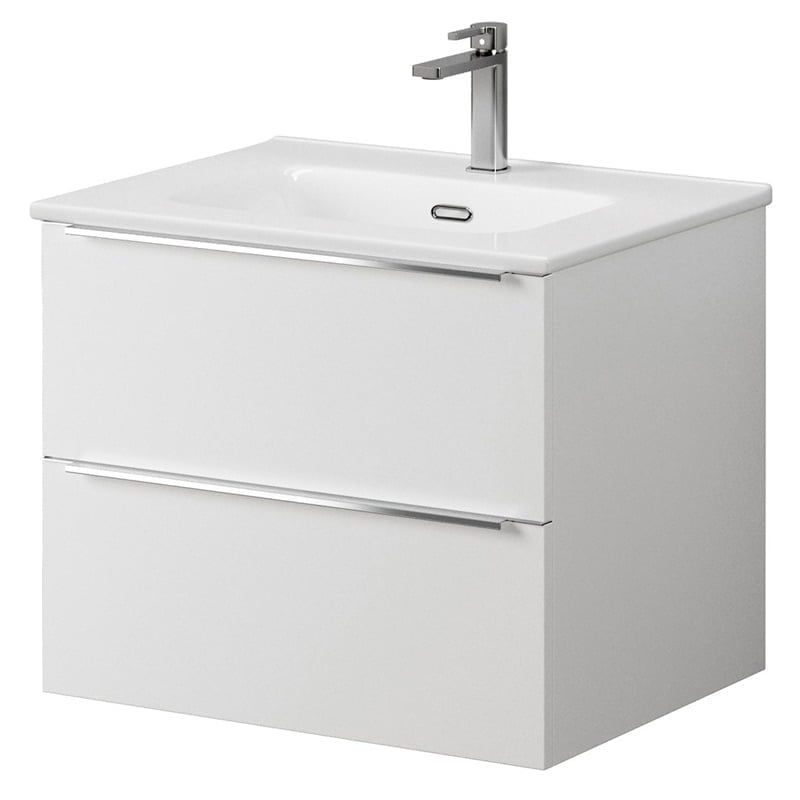 Kara Wall Hung Sink Unit With Basin – Matt White, H: 481 X W: 595 X D: 449mm