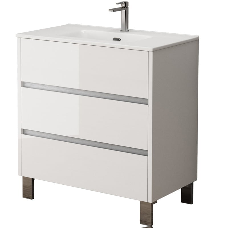 Harvey 3 Drawer Sink Cabinet – Gloss White, H: 840 X W: 795 X D: 450mm