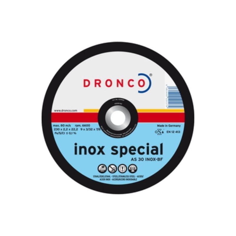 Metal and Stainless Steel Cutting Disc 230mm x 19mm x 22.23mm Dronco Inex Special