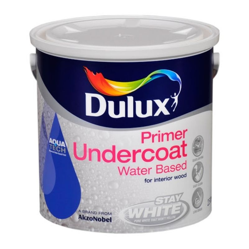 Dulux Primer Undercoat Pure Brilliant White For Interior Wood 2.5 Litres