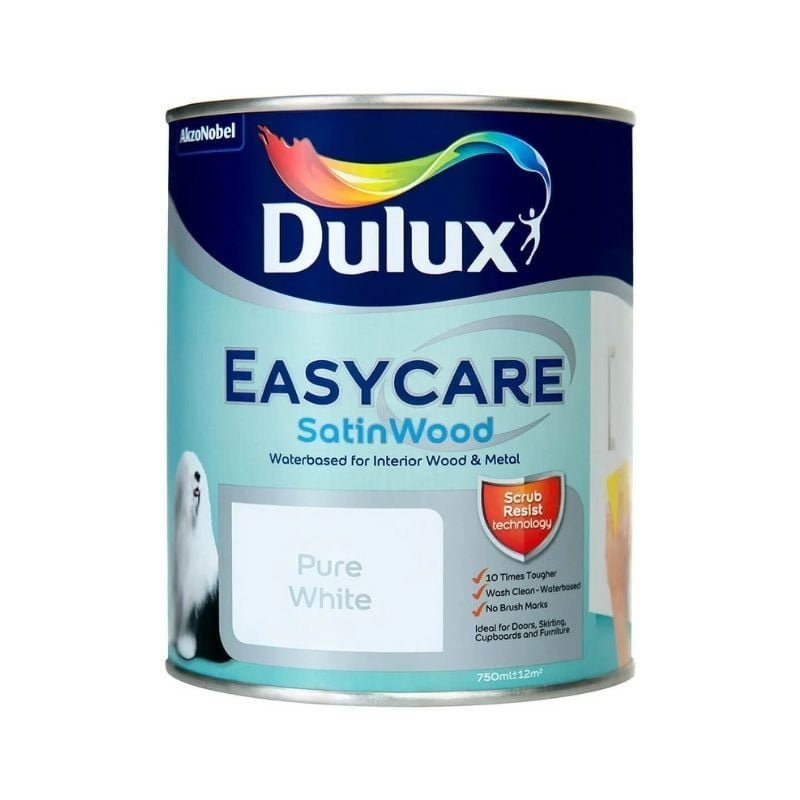 Dulux Easycare Satin Pure Brilliant White 750ml
