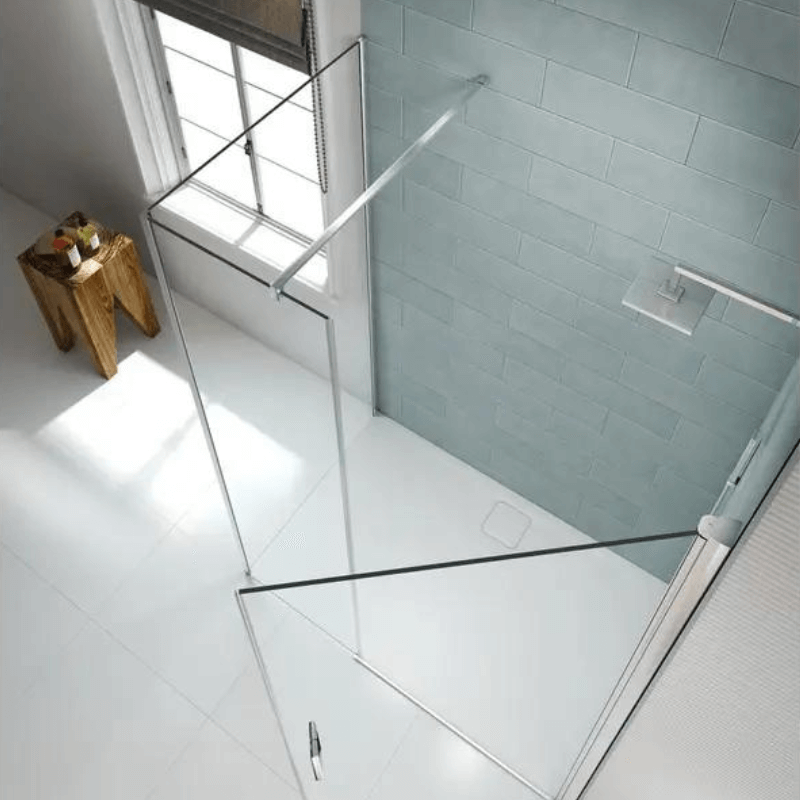 8 Series Frameless Pivot Shower Door And Inline Panel