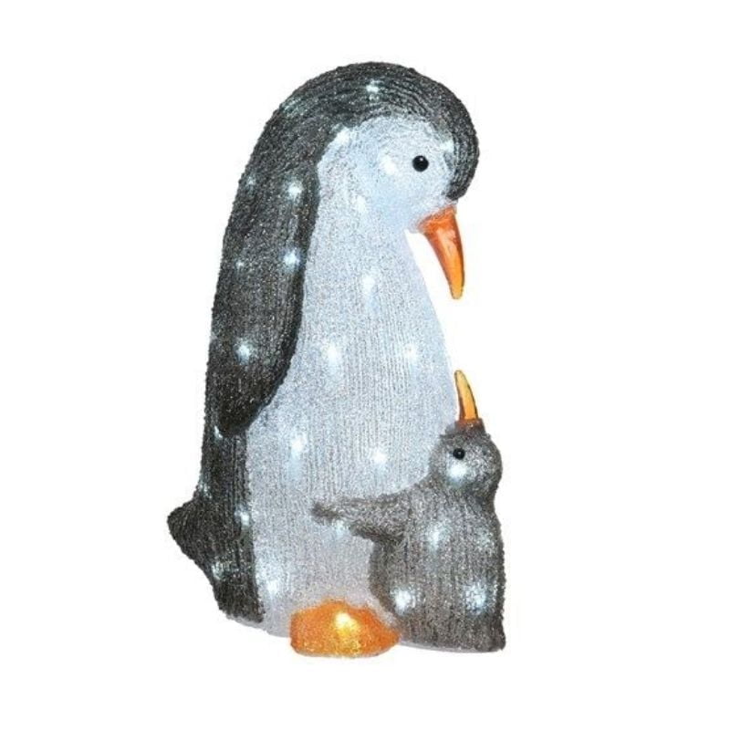47cm Acrylic Mother And Baby Penguin Christmas Decoration
