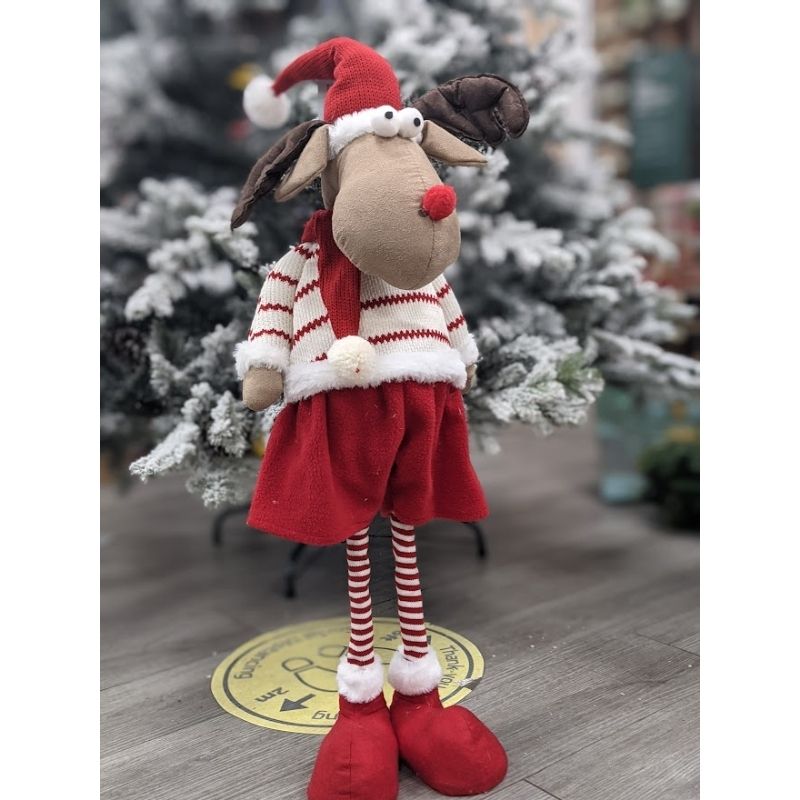 90cm Standing Deer with Hat & Scarf Christmas Decoration