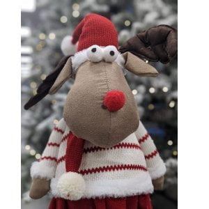 90cm Standing Deer with Hat & Scarf Christmas Decorations