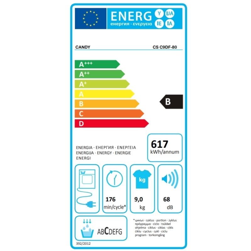 9kg Smart Condenser & Vented Dryer Energy Label