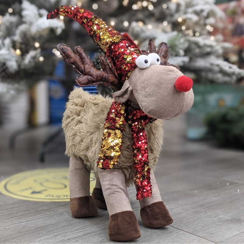 Festive Fluffy Glam Deer Christmas Decoration – 52cm High