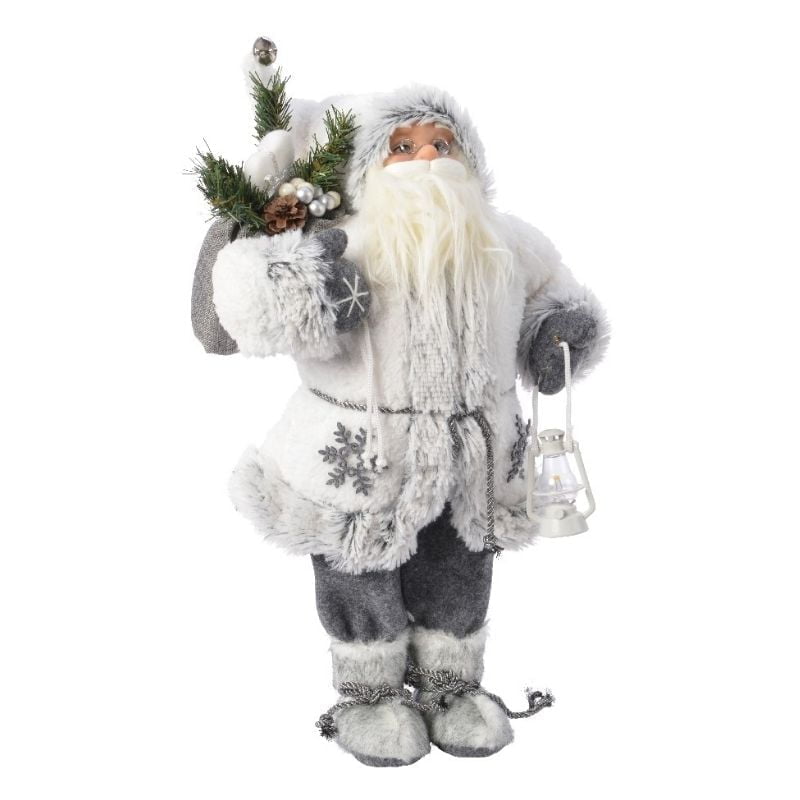 Grey Plush Santa With White Snowflake Jacket – 90cm