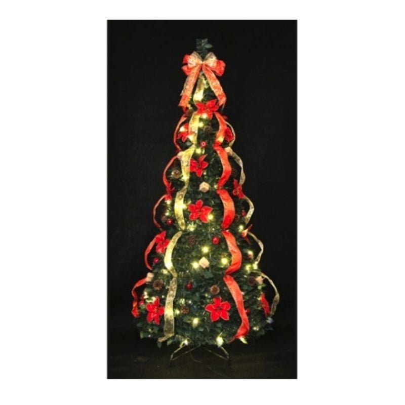 Jingles Traditional Holly Dressed Pop-Up Tree - 6 Feet