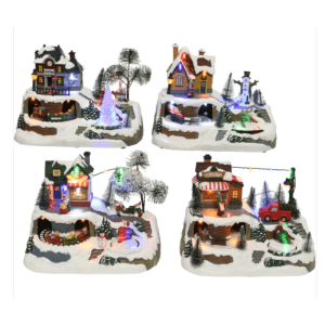 LED Musical Winter Village Scene 17cm