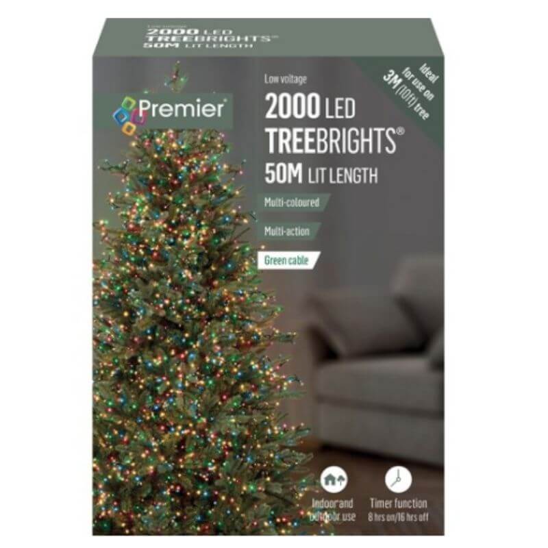 2000 LED Multi-Action Treebrights Christmas Lights With Timer
