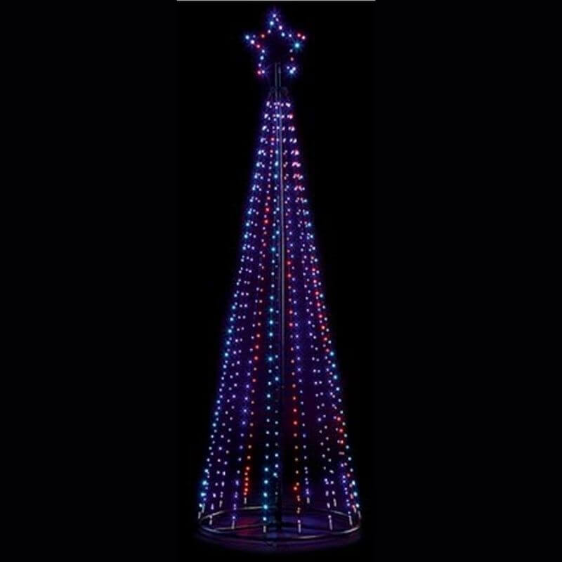 LED Microbrights Rainbow Pyramid Tree – 2.5m (8ft)