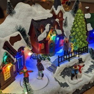 LED Musical Animated Village Scene with Sleigh