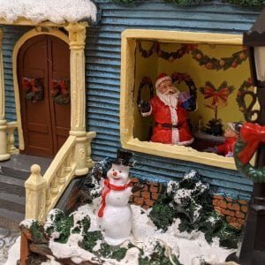 LED Musical Animated Winter House Scene door