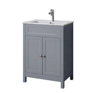 Turin 60cm 2 Door Vanity Unit & Ceramic Basin Grey