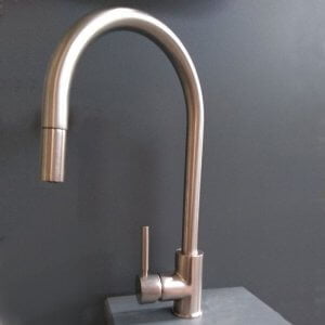 Brushed Nickel Kitchen Tap Single Lever & Pull Out Hose