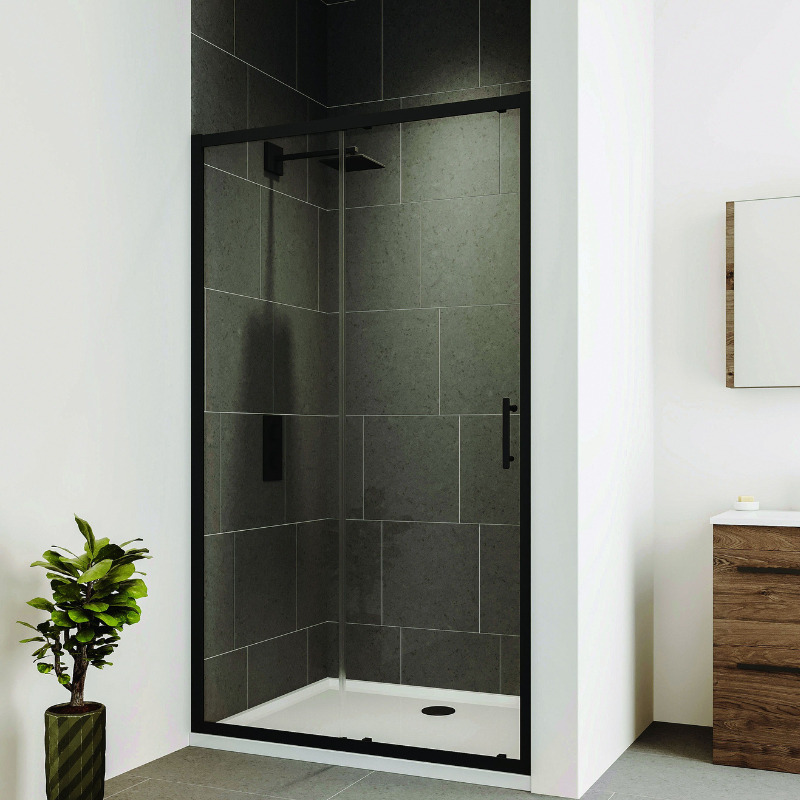 Verve Sliding Shower Door From Flair Black 1700mm