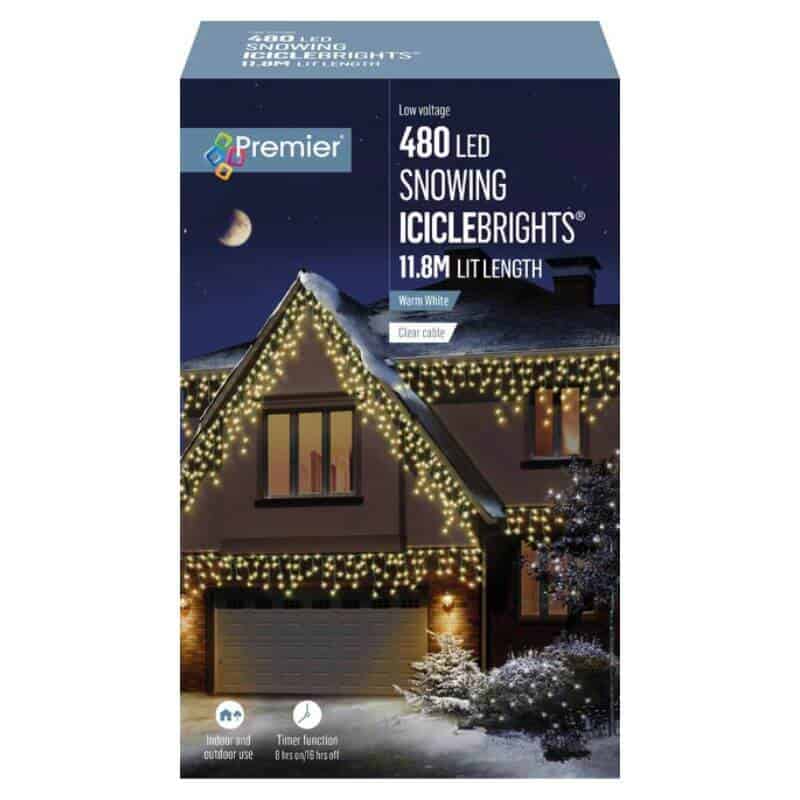 Outdoor Icicle Lights - Snowing (480 LED's) warm white