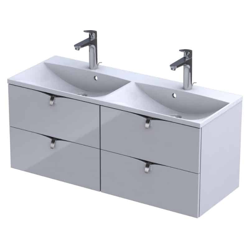 Serra Vanity Unit with Basin gloss white 2 drawer 120cm integrated