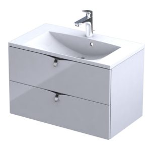 Serra Vanity Unit with Basin gloss white 2 drawer 80cm integrated