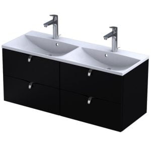 Serra Vanity Unit with Basin matt black 2 drawer 120cm integrated