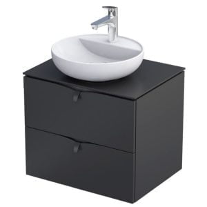 Serra Vanity Unit with Countertop Basin 2 drawer matt black 60cm
