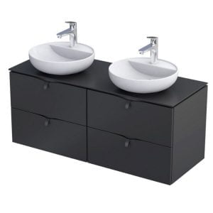 Serra Vanity Unit with Countertop Basin 2 drawer matt black 80cm