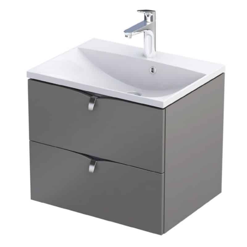 Serra Vanity Unit with Countertop Basin 2 drawer warm grey 60cm