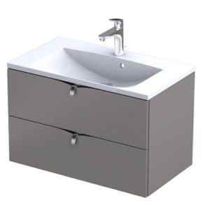 Serra Vanity Unit with Countertop Basin 2 drawer warm grey 80cm