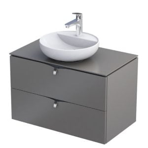 Serra Vanity Unit with Countertop Basin 2 drawer warm grey 80cm countertop