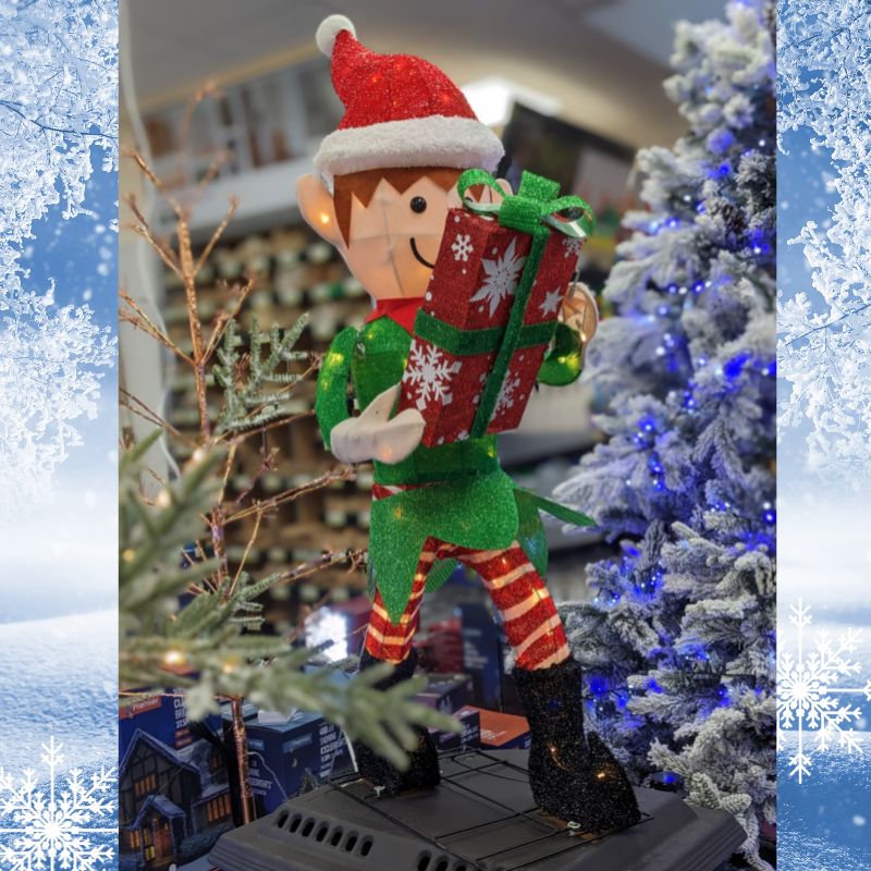 Christmas Elf With Gift Box (107cm)