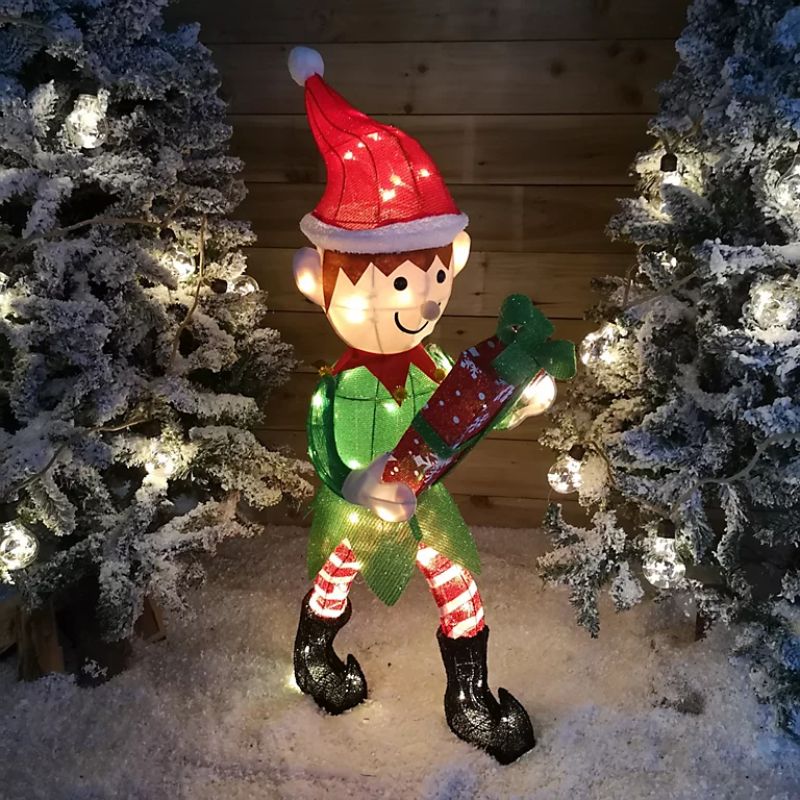 Christmas Elf With Gift Box (107cm)