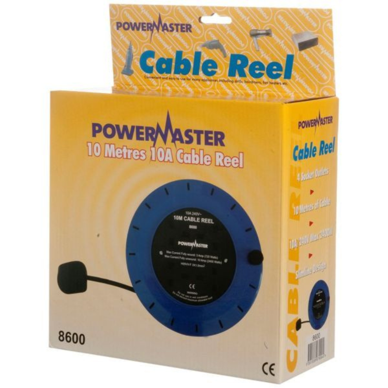Powermaster 10 Amp 4 Gang Cable Reel Cassette - 10m