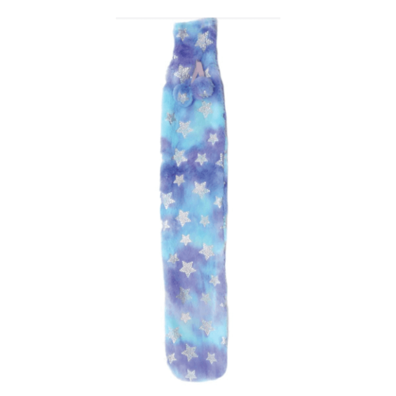 De Vielle Long Hot Water Bottle Blue Silver STARS