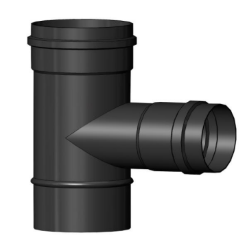 System 8 Pellet Flue Pipe – Matt Black 90° Tee