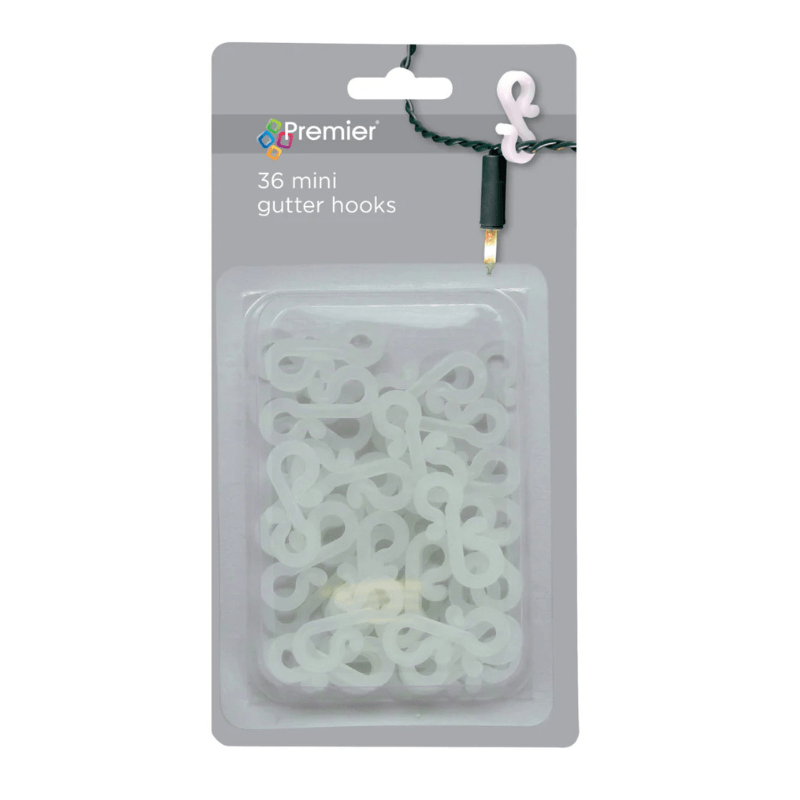 Premier Mini Gutter Hooks – 36 Pack For Easy Light Hanging