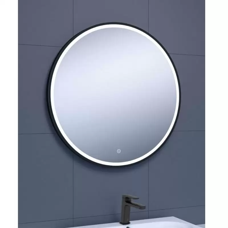 illuminated mirror with black frame